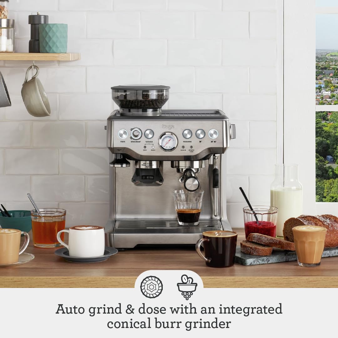 Sage - The Barista Express - Bean to Cup Coffee Machine with Grinder and Milk Frother, Brushed Stainless Steel