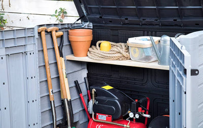 Keter Store It Out Max garden box, garbage can, appliance box, shed for 2 x 240 liter garbage cans.