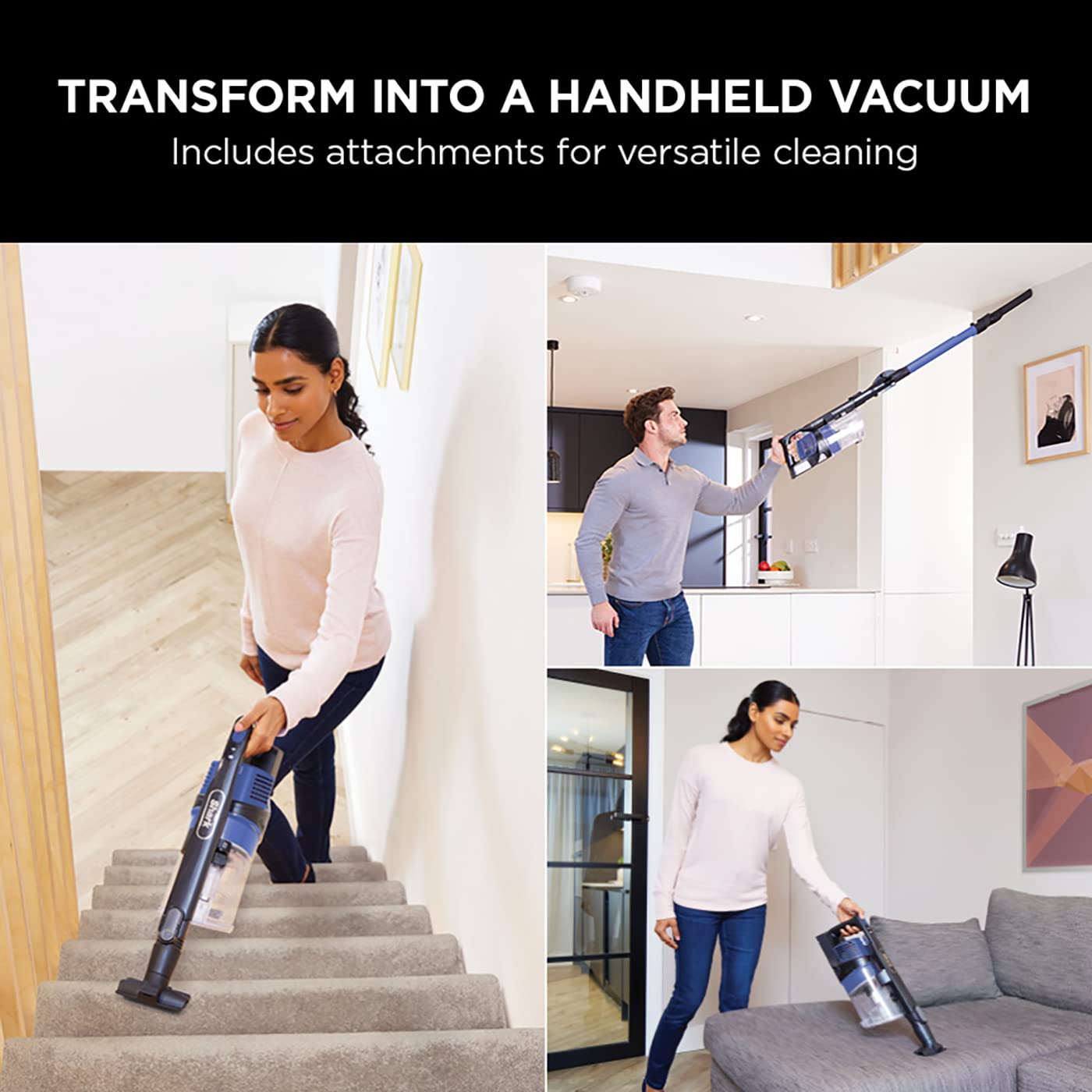 Shark Cordless Stick Vacuum Cleaner with Anti Hair Wrap, Up to 40 mins run-time, Flexible Vacuum Cleaner with LED Lights, Crevice Tool and Upholstery Tool, Electric Blue IZ202UK