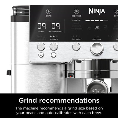 Ninja Luxe Premier 3-in-1 Coffee Machine, Latte, Cappuccino, Cold Brew & Espresso Maker With Built in Bean Grinder & Milk Frother, Easy to Use, 4 Automated Froth Presets, Silver, ES601UK