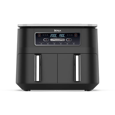 Ninja Foodi Dual Zone Digital Air Fryer, 2 Drawers, 7.6L, 6-in-1, Uses No Oil, Air Fry, Max Crisp, Roast, Bake, Reheat, Dehydrate, Cooks 4-6 Portions, Non-Stick, Dishwasher Safe Baskets, Black AF300UK