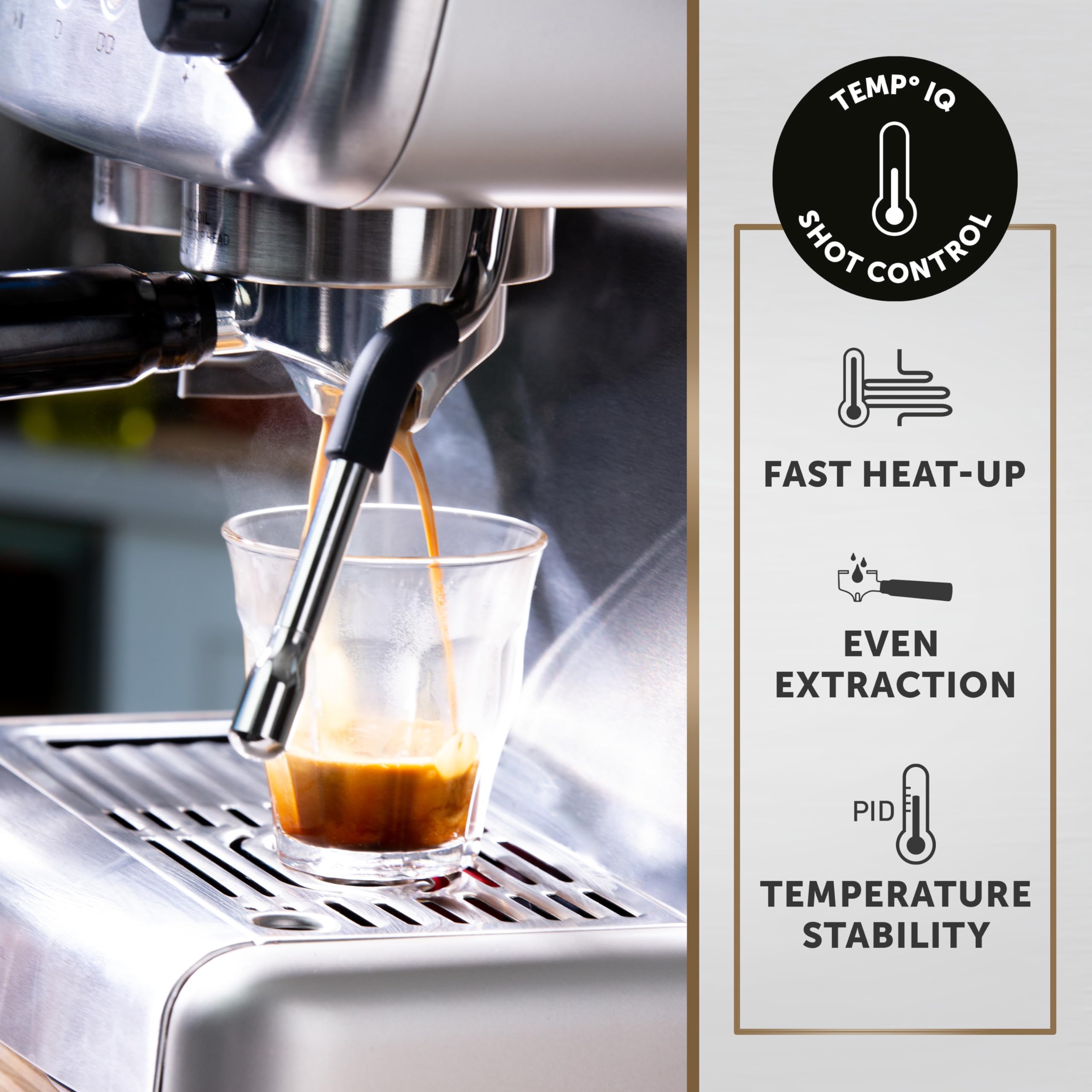 Breville Barista Max Espresso Machine | Latte & Cappuccino Coffee Maker with Integrated Bean Grinder & Steam Wand | 2.8 L Water Tank | 15 Bar Italian Pump | Stainless Steel