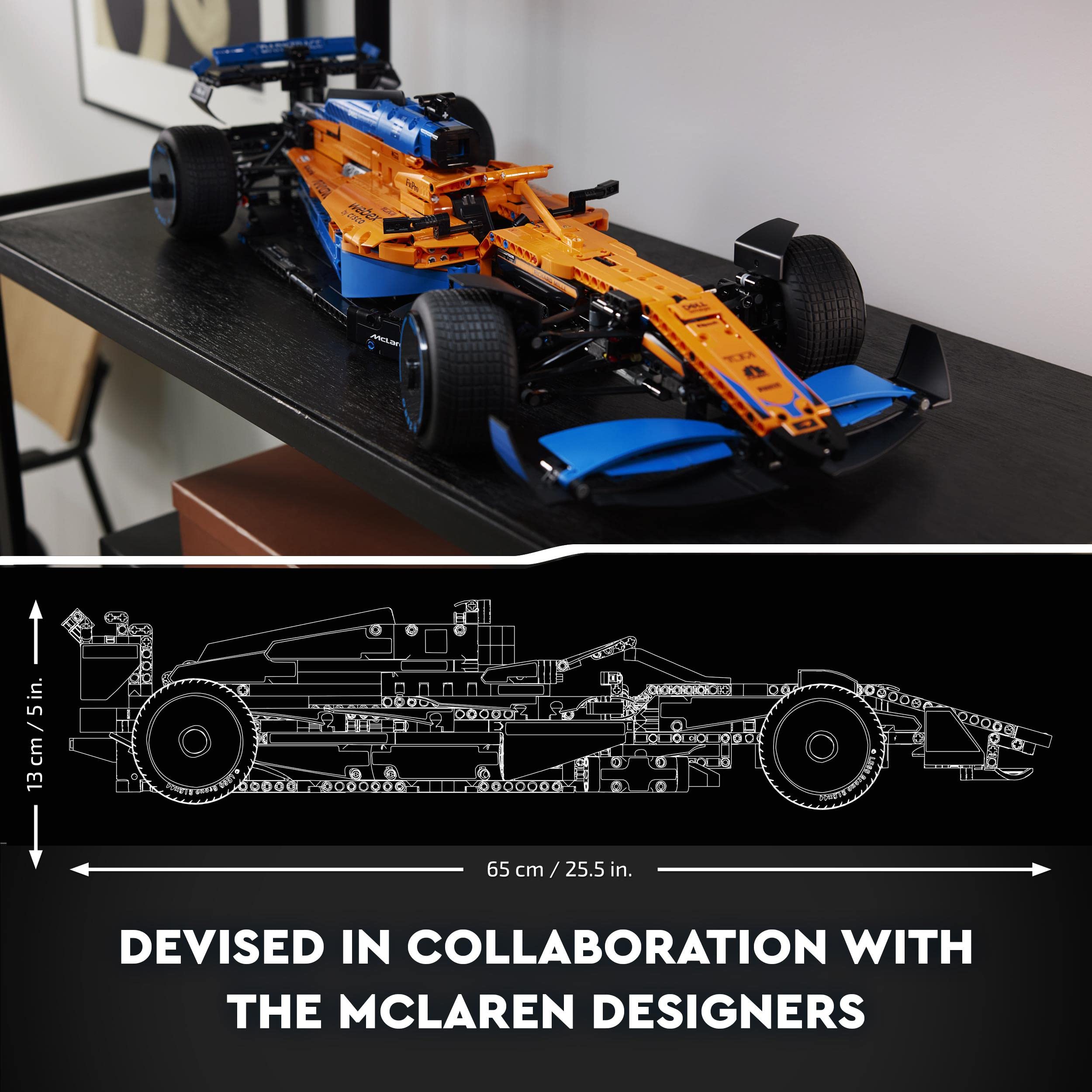 LEGO 42141 Technic McLaren Formula 1 2022 Replica Race Car Model Building Kit, F1 Motor Sport Set Gift Idea For Adults, Men, Women, Him, Her, Husband, Collectible Home Decor