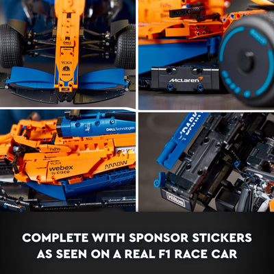LEGO 42141 Technic McLaren Formula 1 2022 Replica Race Car Model Building Kit, F1 Motor Sport Set Gift Idea For Adults, Men, Women, Him, Her, Husband, Collectible Home Decor
