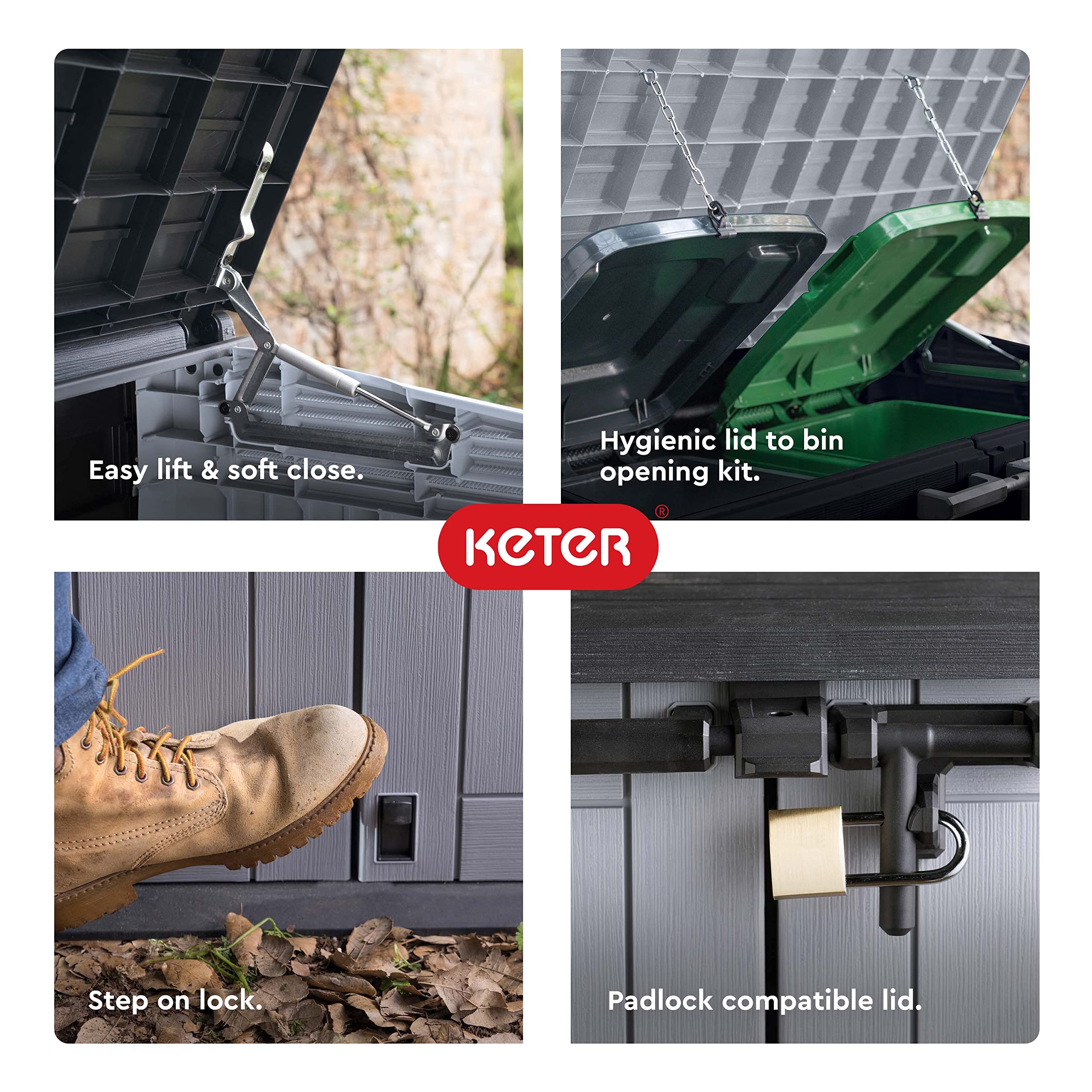 Keter Store-It-Out Prime 4.3 x 3.7 ft. Outdoor Resin Storage Shed with Easy Lift Hinges, Perfect for Yard Tools, Pool Toys and Garden Accessories, Grey
